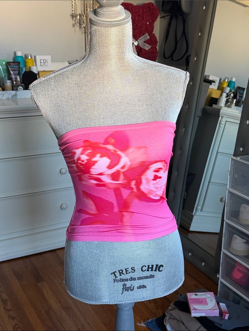 KHY Strapless Pink Floral Tube Top - Women's